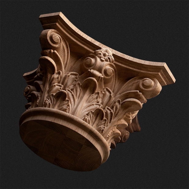 Geschnitztes korinthisches Kapitell, korinthische Kapitell aus Holz für Yacht  design und Residenzen