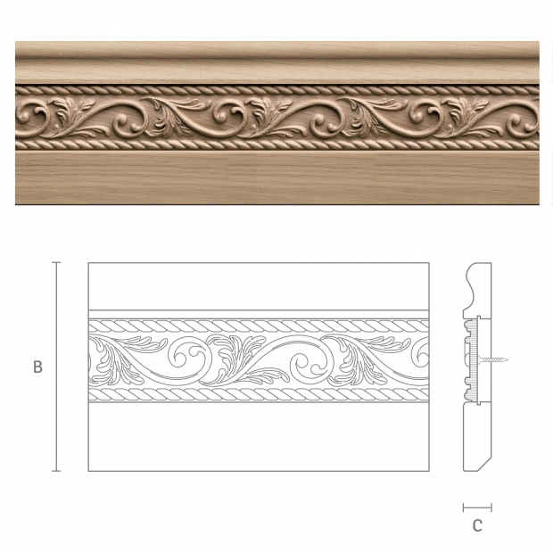 Exclusive wooden baseboard, classic wooden skirting board
