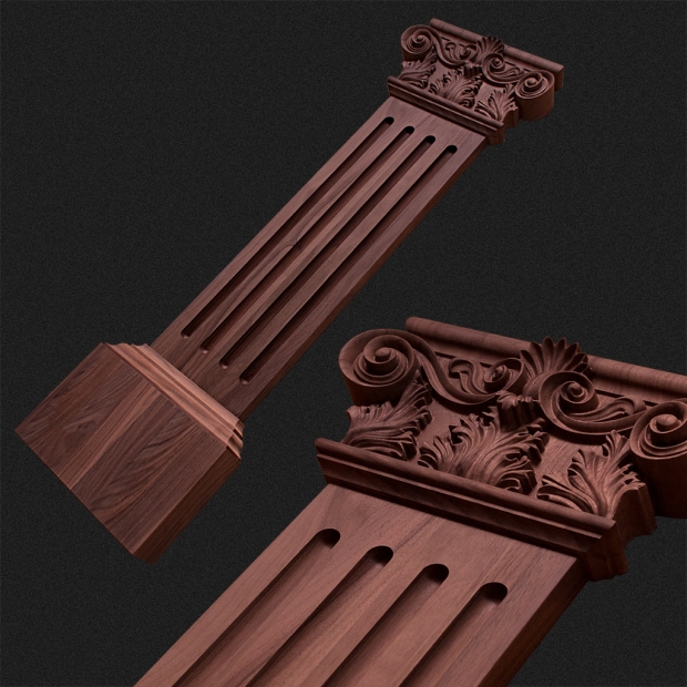 Pilaster Säule aus Holz mit Kapitell KRB62