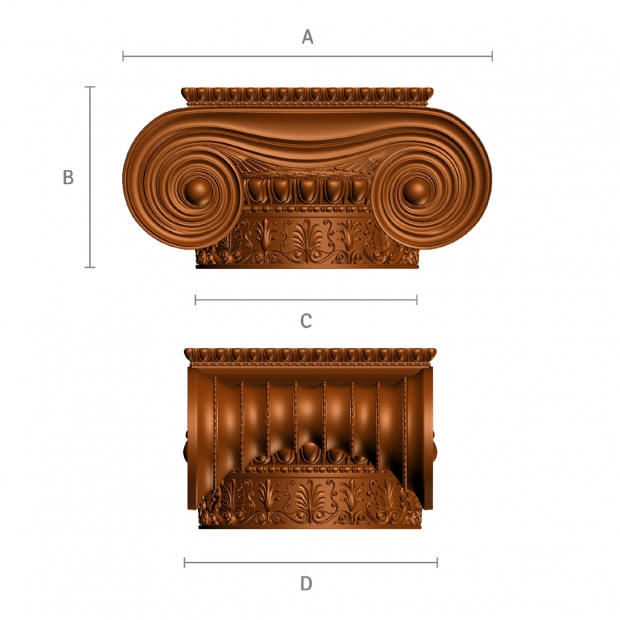 Ionisches Holzkapitell für Säulen